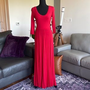 Red, long Calvin Klein jersey dress